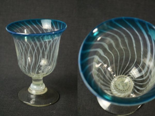 大正ガラス 氷コップ アンティーク 氷コップ◇2色 / グレー黄色◇輪花 戦前