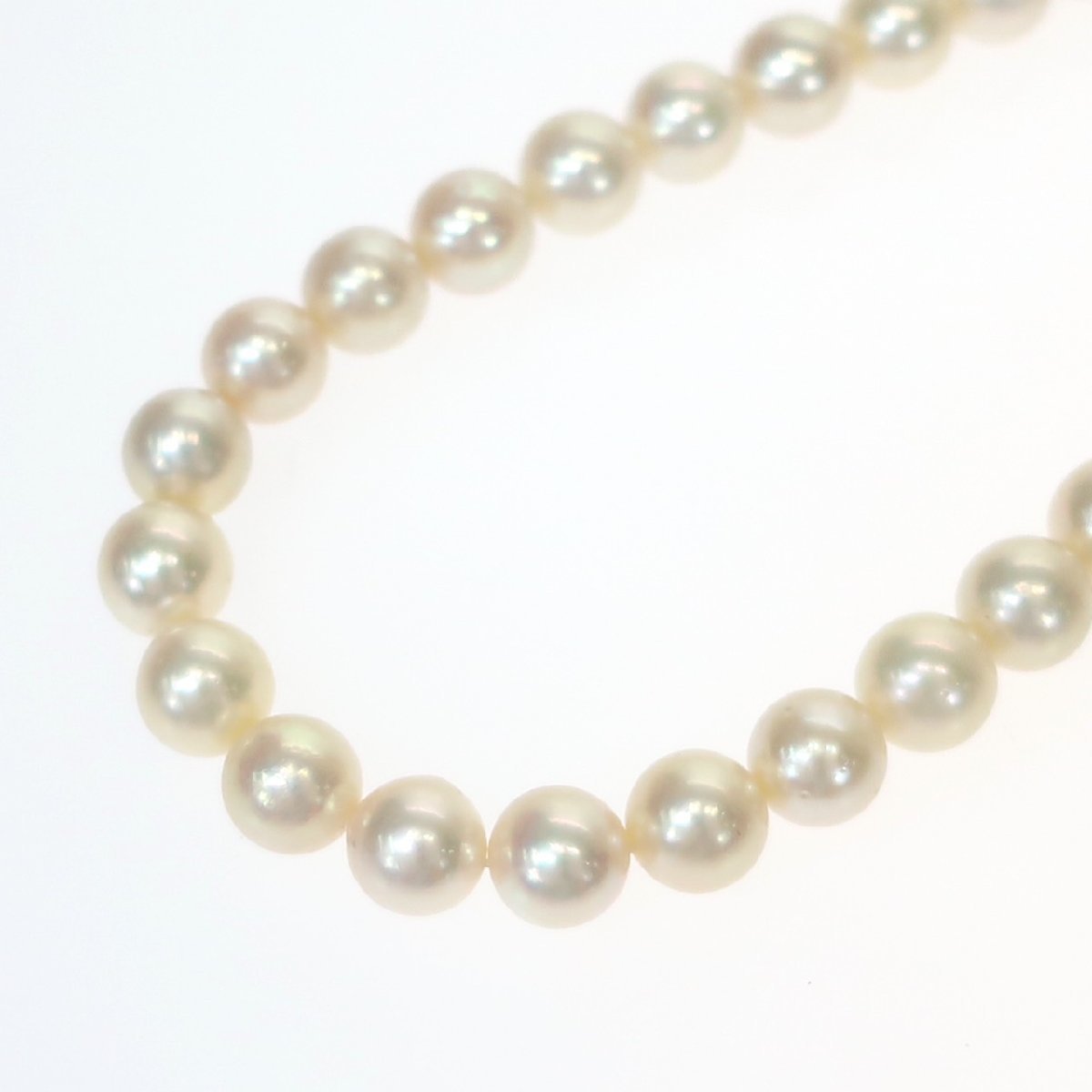 1円スタート 美品 大粒 アコヤ真珠 パール ネックレス 44粒 9.00mm-9.50mm pearl 留め具 金具 シルバー SILVER ジュエリー NGLソーティング