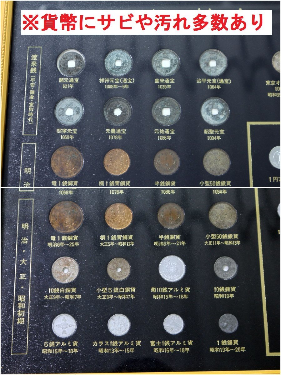 中古品＞特選日本の貨幣 セット 古銭 額入り 渡来銭 江戸 明治 大正 昭和