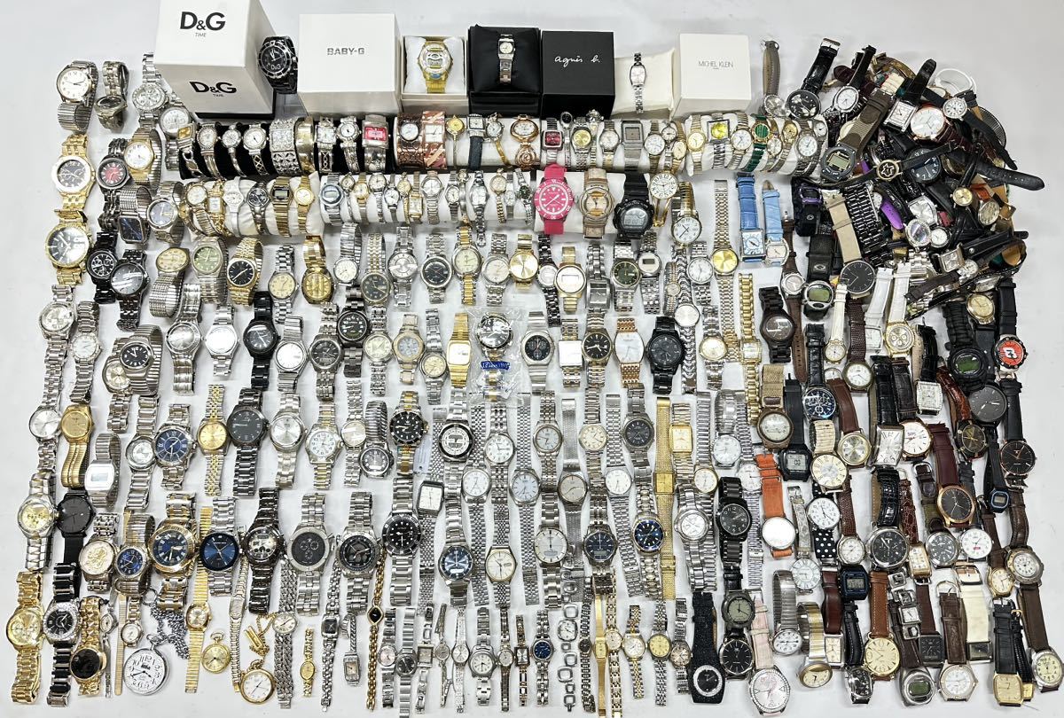 メンズ レディース腕時計 まとめて 大量 400本 セット 約19kg SEIKO CITIZEN CASIO D&G agnes.b MICHEL KLEIN まとめ 499