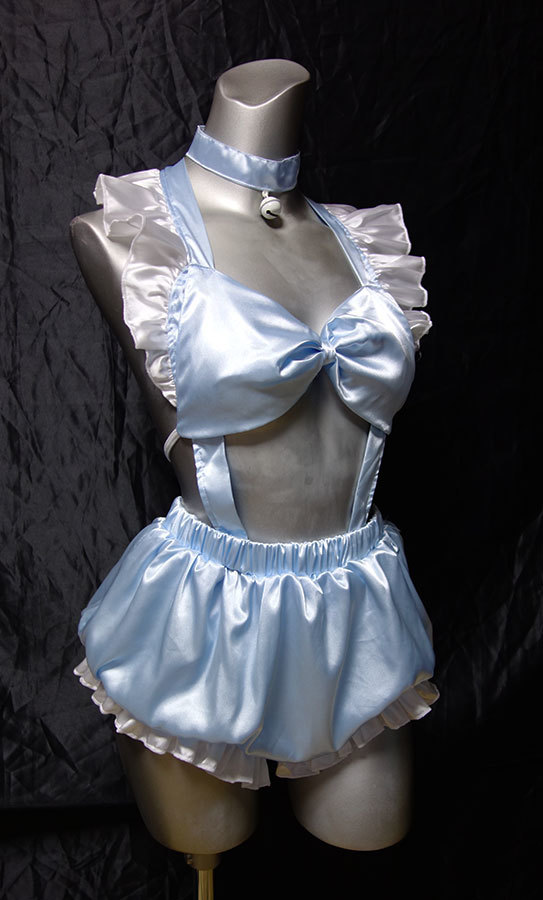 光沢 つるつる サテン ナイロン ルームウェア かぼちゃパンツ オールインワン