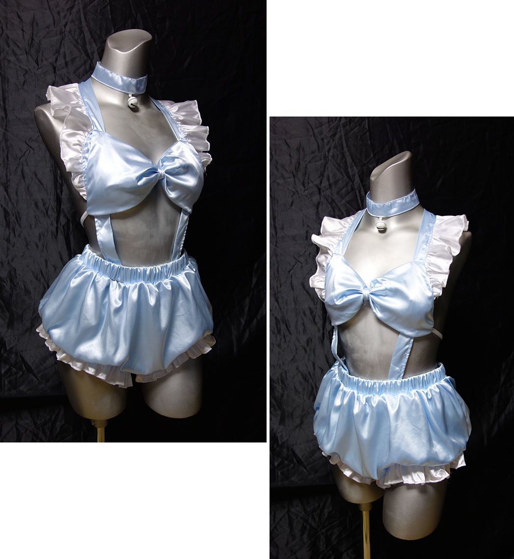 光沢 つるつる サテン ナイロン ルームウェア かぼちゃパンツ オールインワン