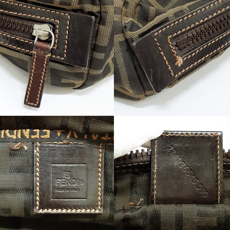 現状品) FENDI ズッカ柄 ポーチ ナイロンキャンバス×レザー 2241 26645