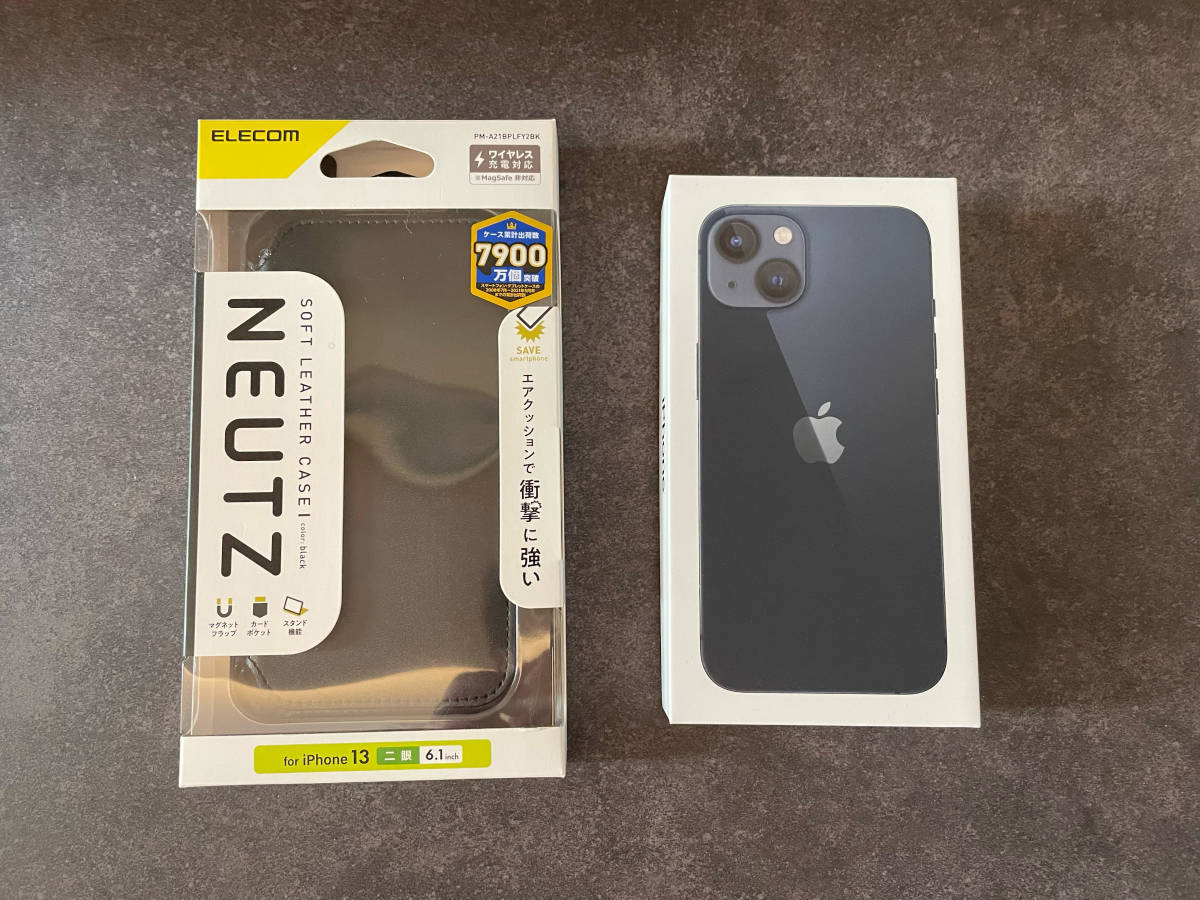 iPhone 13 本体128GB ミッドナイトsimフリーガラスフィルム2枚付 新品】iPhone 13 128GB ミッドナイト SIMフリー 1年保証あり・未アク