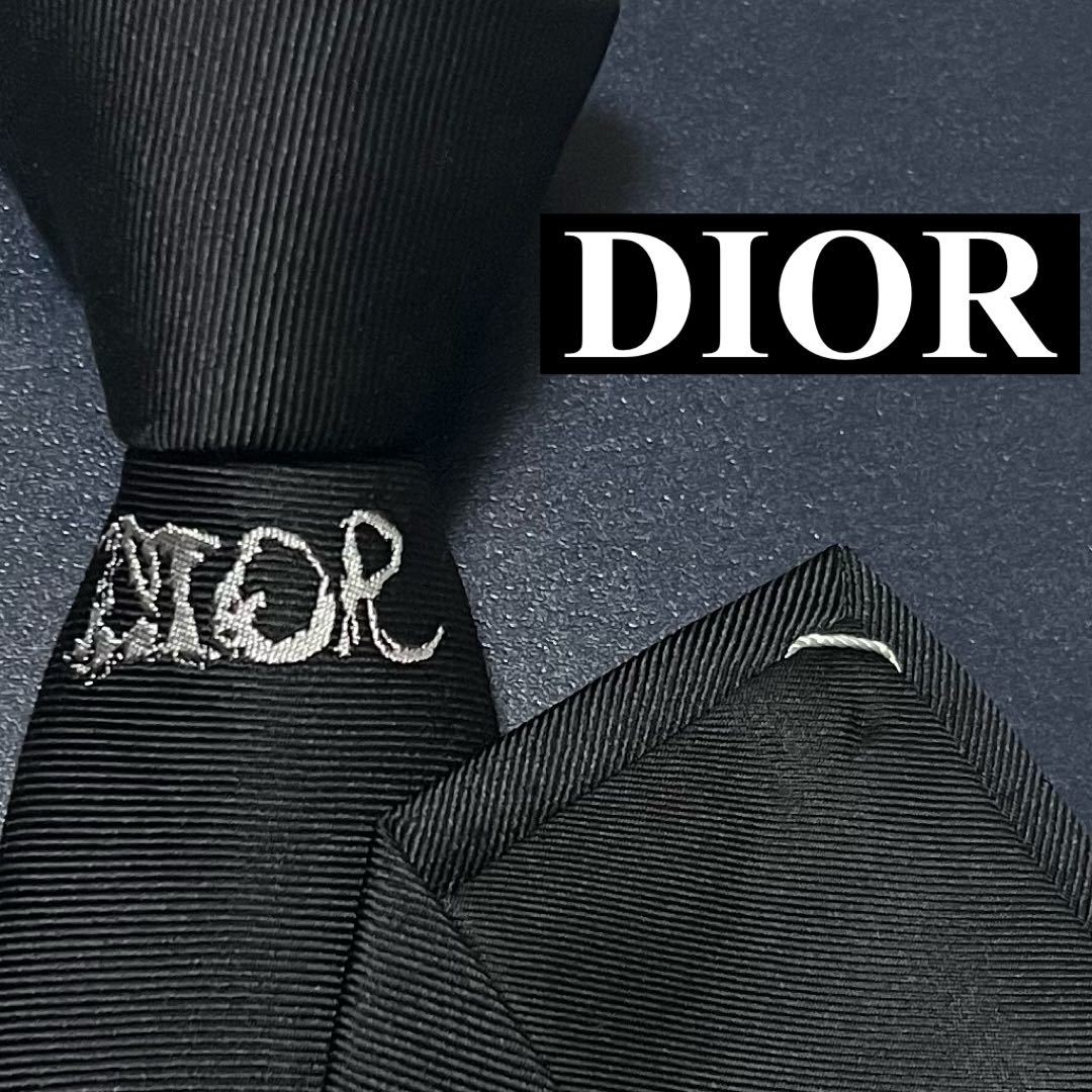 DIOR ディオール 未使用級ネクタイ シルク100アメンボ ブラック タグ付き 激レア 未使用級 現行 Dior HOMME ディオールオム ナロータイ ネクタイ