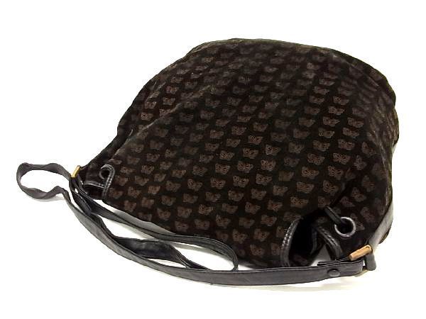 【美品】ボッテガヴェネタ ショルダーバッグ スエード 蝶柄 バタフライ ブラウン 1円 BOTTEGA VENETA ボッテガヴェネタ スエード バタフライ 蝶 クロス