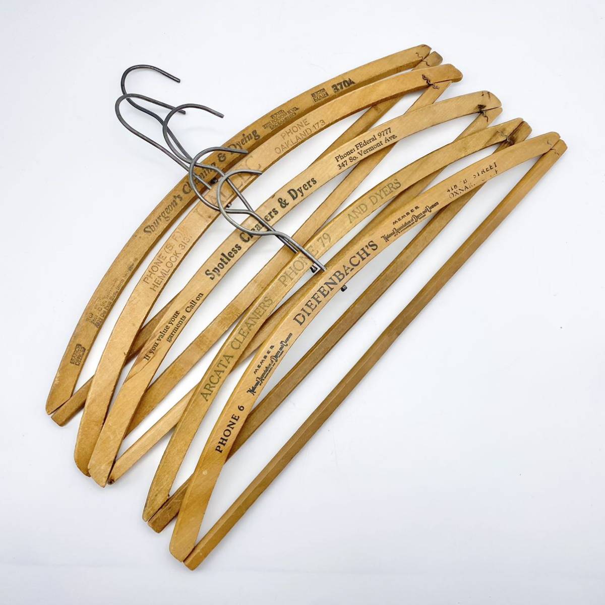 5本セット 木製ハンガー アドバタイジング ウッドハンガー USA ヴィンテージ b