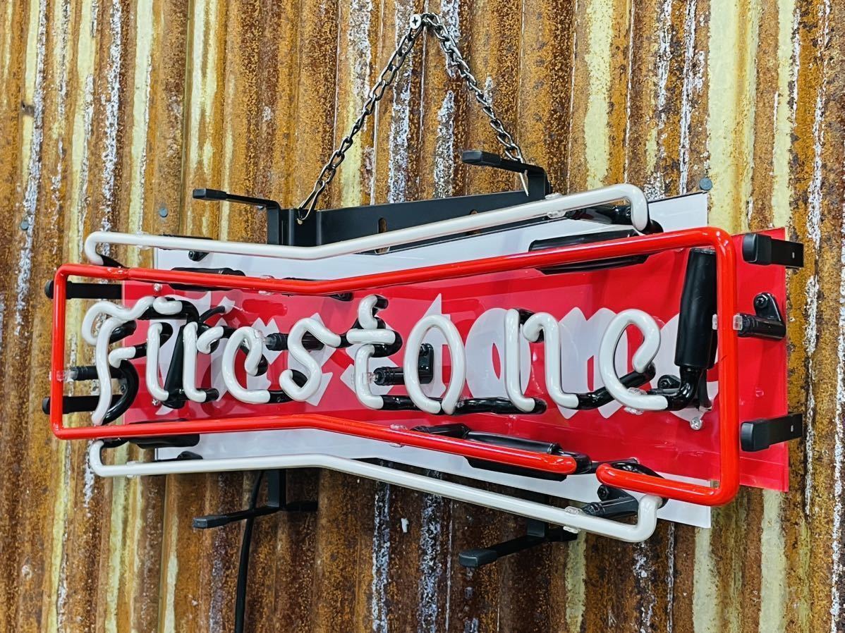 ファイヤーストーン ネオン 看板 ハーレー バイカー シボレー フォード