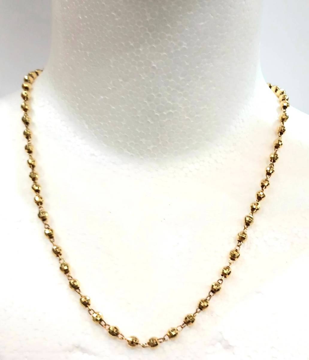 K18YG　 金18イエローゴールド　カットボールチェーンネックレス　　15.9ｇ　【プレゼント】【送料無料美品】