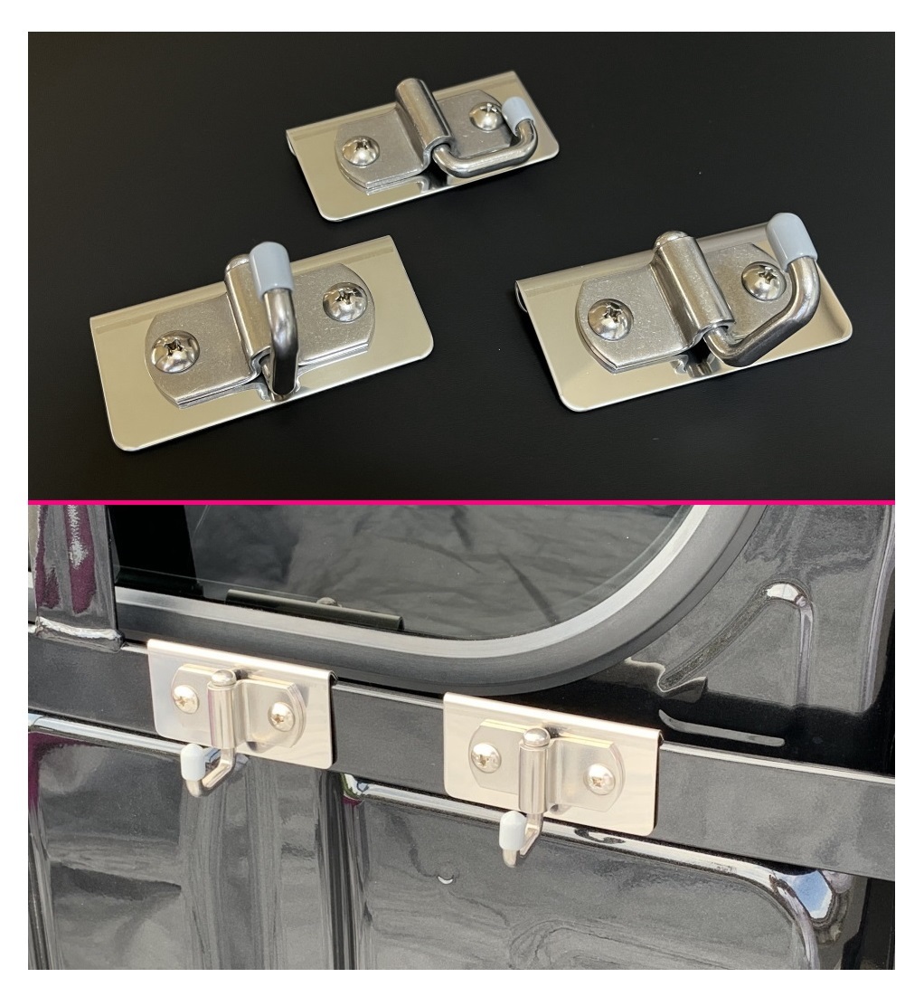 ◎軽トラ 荷台鳥居(アングルポスト)用 便利アイテム 多目的ステンレスフック 3個SET ハイゼットジャンボ S500P　