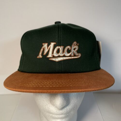 Mack Bulldog Trucks Embroidered Hat Green and Brown Trucker