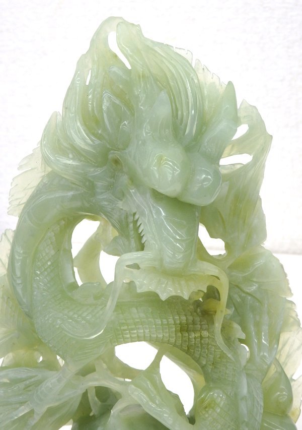 玉雕 翡翠 瓜果 龍/瓢箪彫 彫刻 置物 中国美術 古美術 ひすい