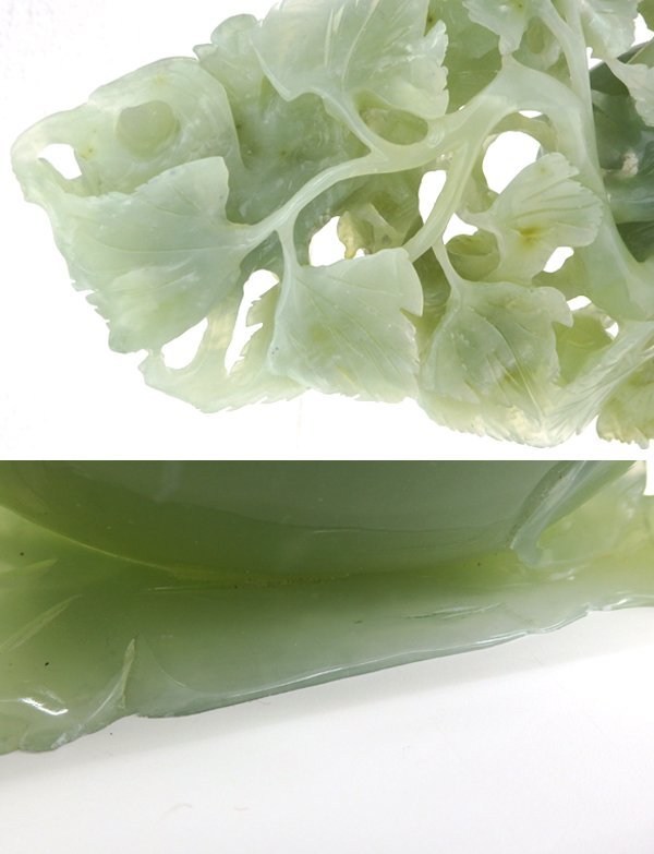 玉雕 翡翠 瓜果 龍/瓢箪彫 彫刻 置物 中国美術 古美術 ひすい