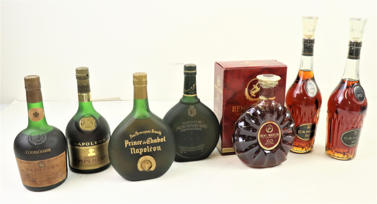 【未開栓/7点まとめ】COURVOISIER / MARQUIS DE MONTESQUIOU / CAMUS 等 ナポレオン コニャック アルマニャック ブランデー 020JLKD46