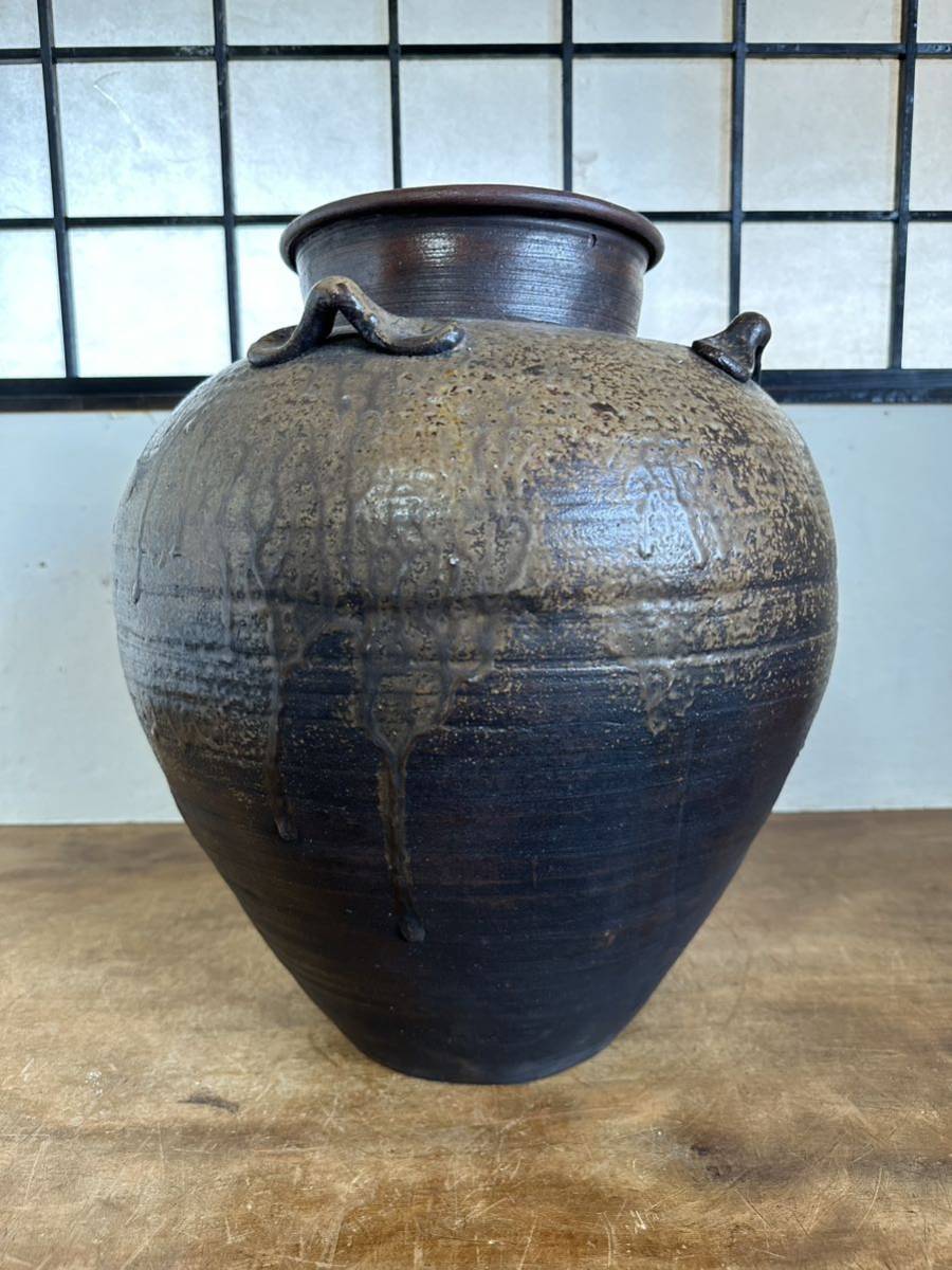 古い雛道具　稀少！茶壺　御茶壺さま　骨董アンティーク ZR554] 古い壺 茶壺 備前焼 耳付 壺 茶道具 茶席 骨董品 古美術 置物