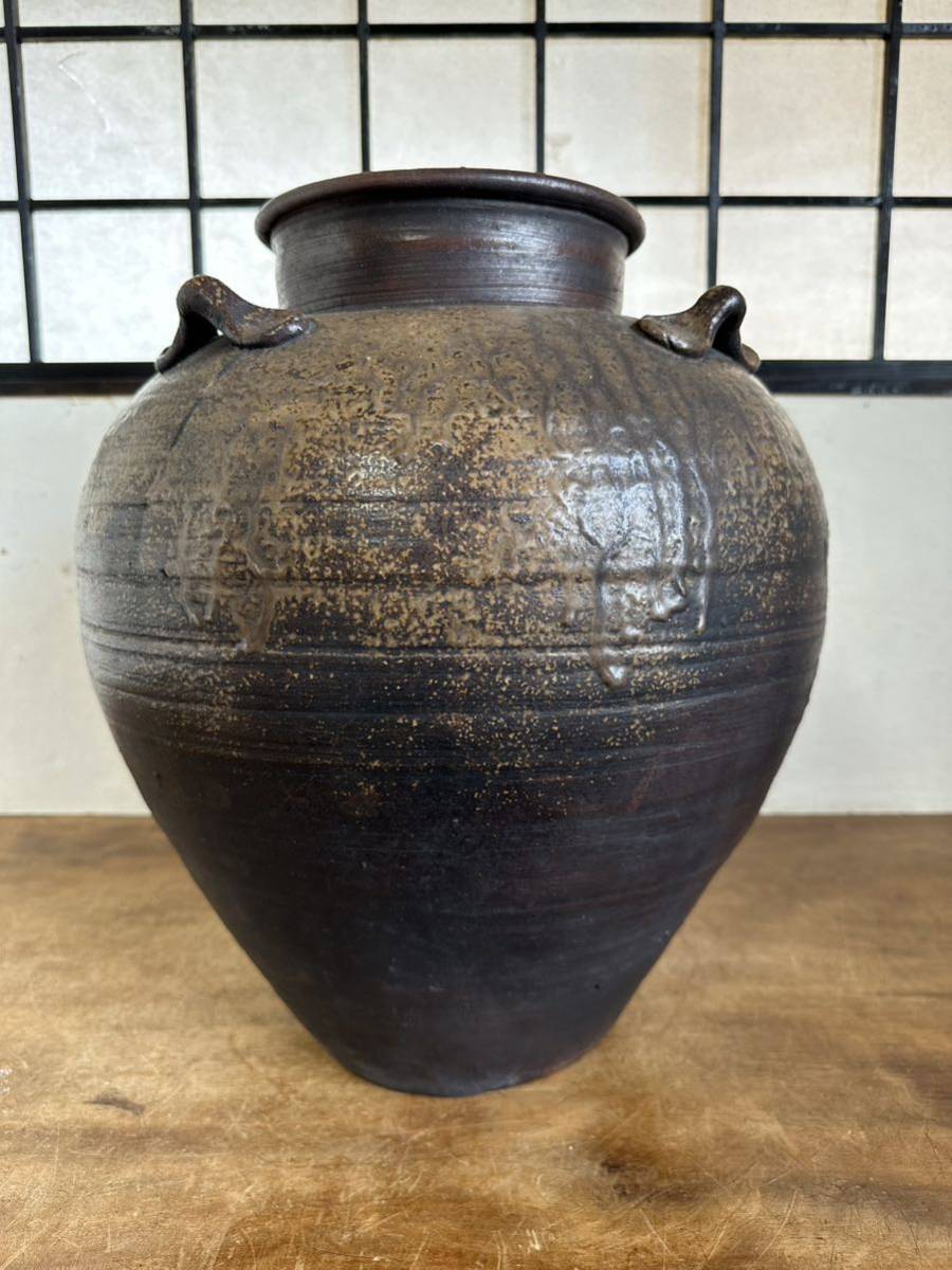 ZR554] 古い壺 茶壺 備前焼 耳付 壺 茶道具 茶席 骨董品 古美術 置物