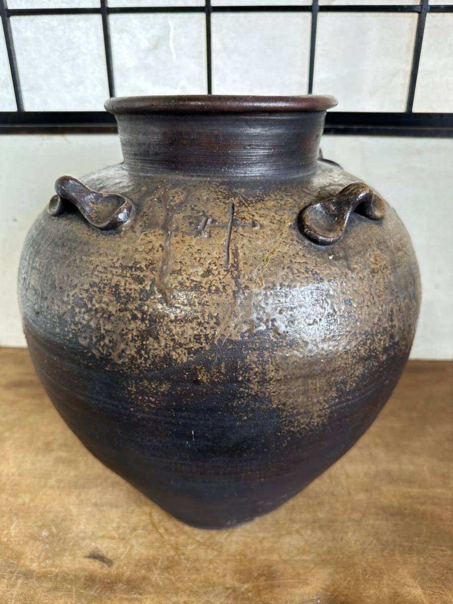 ZR554] 古い壺 茶壺 備前焼 耳付 壺 茶道具 茶席 骨董品 古美術 置物