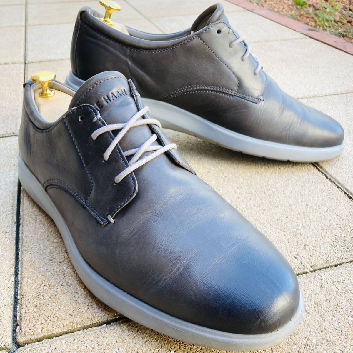 ★即決★ コールハーン COLEHAAN 10 約27.5㎝ レザースニーカー スニーカー グレー GRY 灰色 グランド GRANDシリーズ メンズ 牛革 軽量