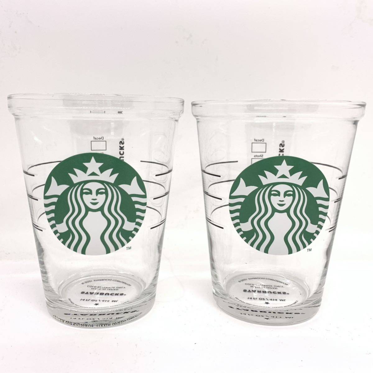 104H723★未使用！ STARBUCKS/スターバックス 14FL OZ/414ML コールドカップグラス タンブラー 2個セット スタバ ②