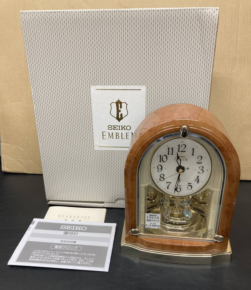 SEIKO EMBLEM 置時計 電波クロック HW592B 稼働品 インテリア