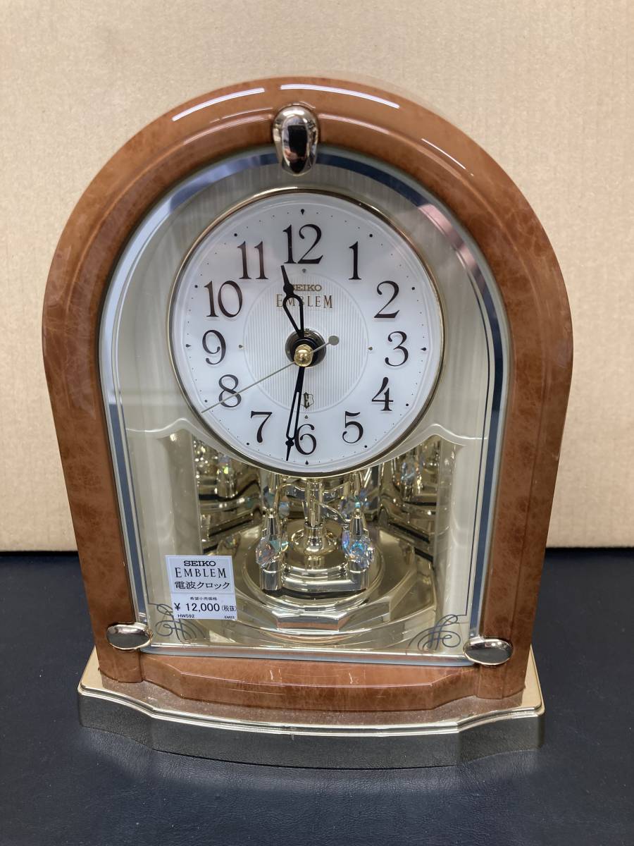 SEIKO EMBLEM 置時計 電波クロック HW592B 稼働品 インテリア
