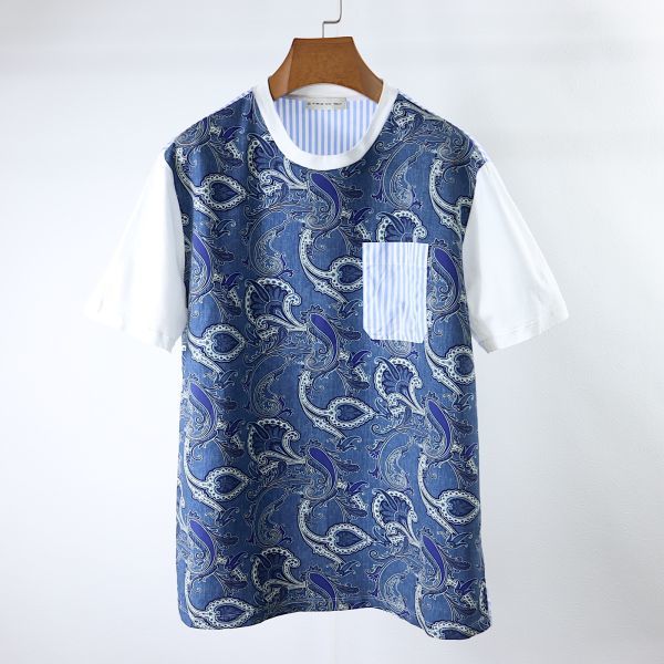 1円〜 【美品】 エトロ ETRO 3-WH002 ペイズリー柄　 Tシャツ メンズ ブルー 44