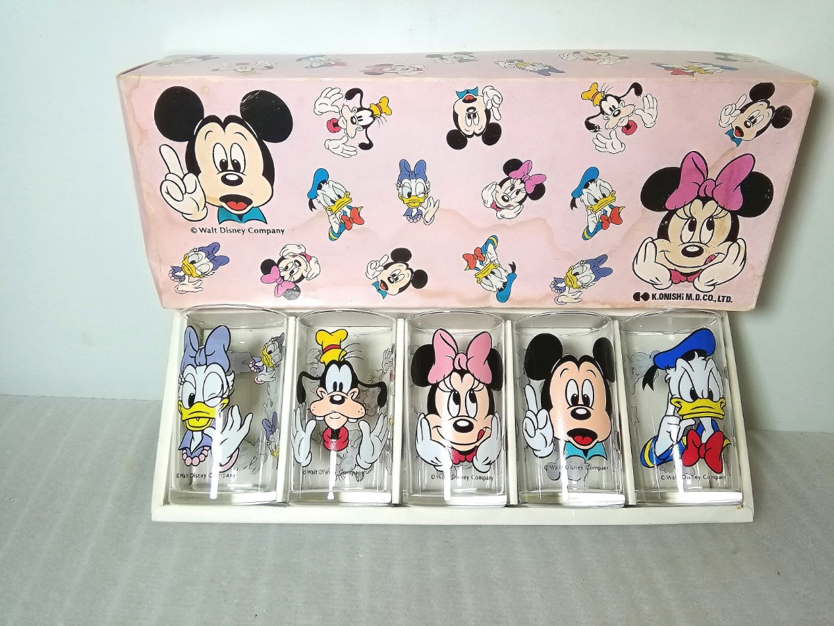 レトロ ディズニー グラスセット ミッキー ミニー フェイスグラス