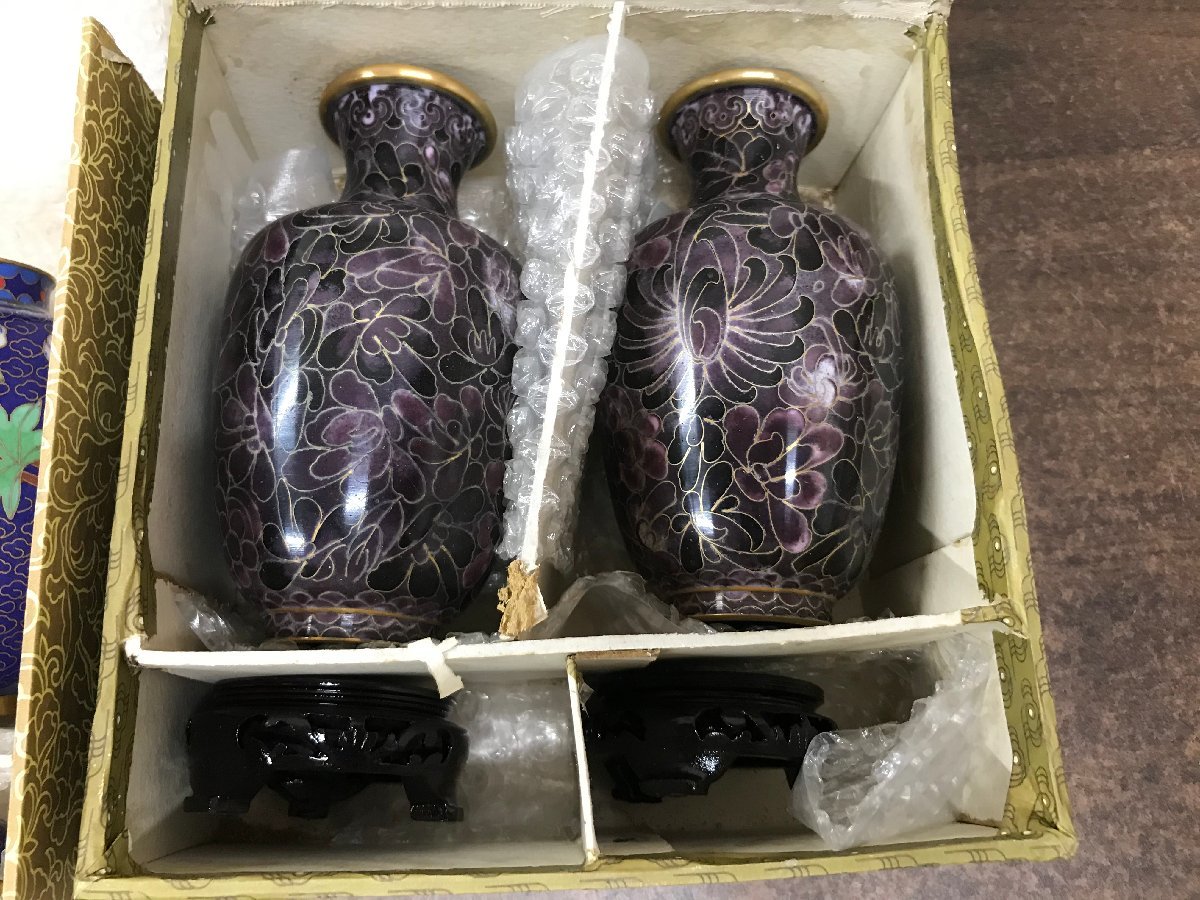 ☆中古品☆ 中国 七宝焼 花瓶 壷 セット