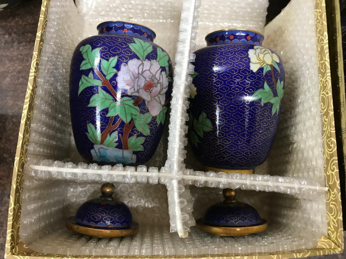☆中古品☆ 中国 七宝焼 花瓶 壷 セット