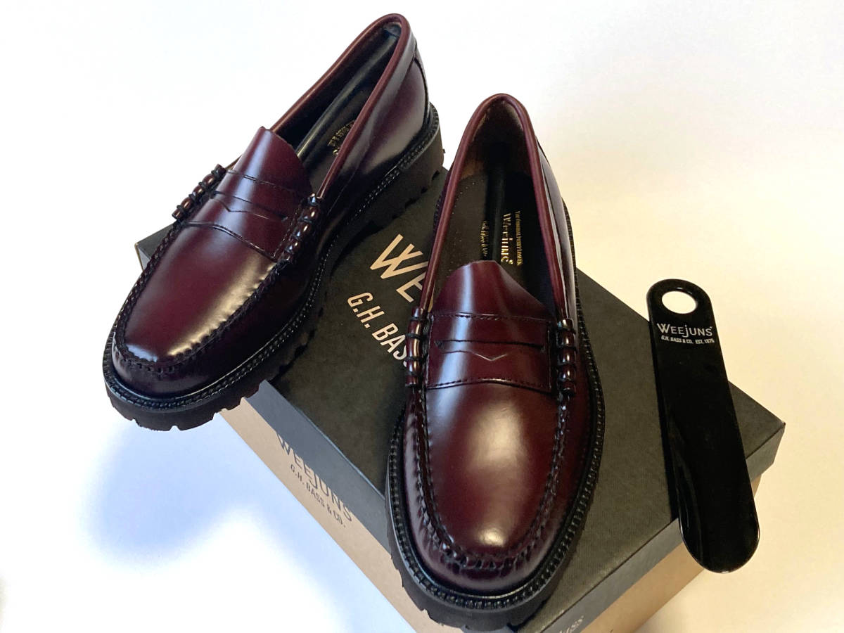 G.H.BASS LARSON WEEJUN 90 ラーソン US7(25cm) ワイン コイン 