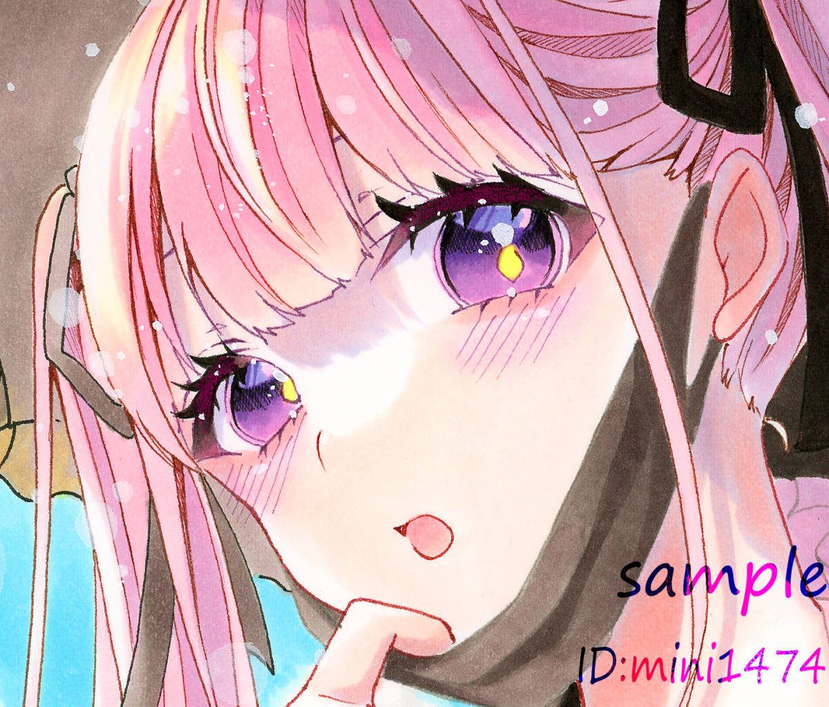 同人手描きイラスト オリジナル【地雷系マスクちゃんの夏】A4 - 大得価 