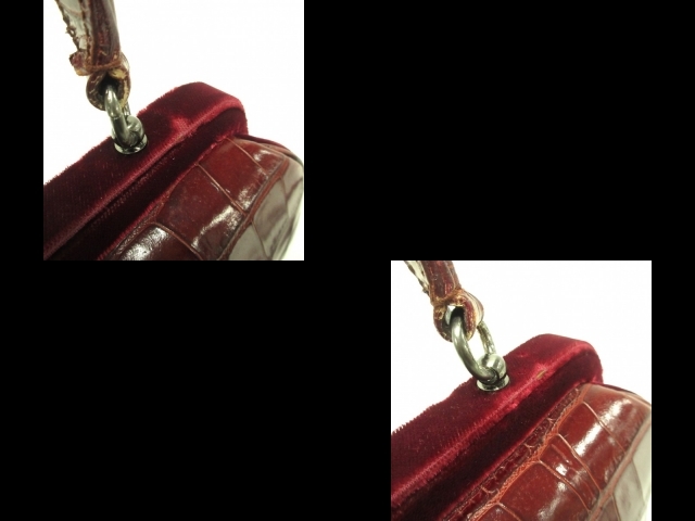 プラダ PRADA ハンドバッグ B7589 - レザー×ベロア ボルドー がま口/型