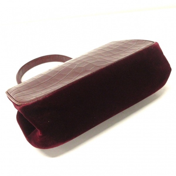 プラダ PRADA ハンドバッグ B7589 - レザー×ベロア ボルドー がま口/型
