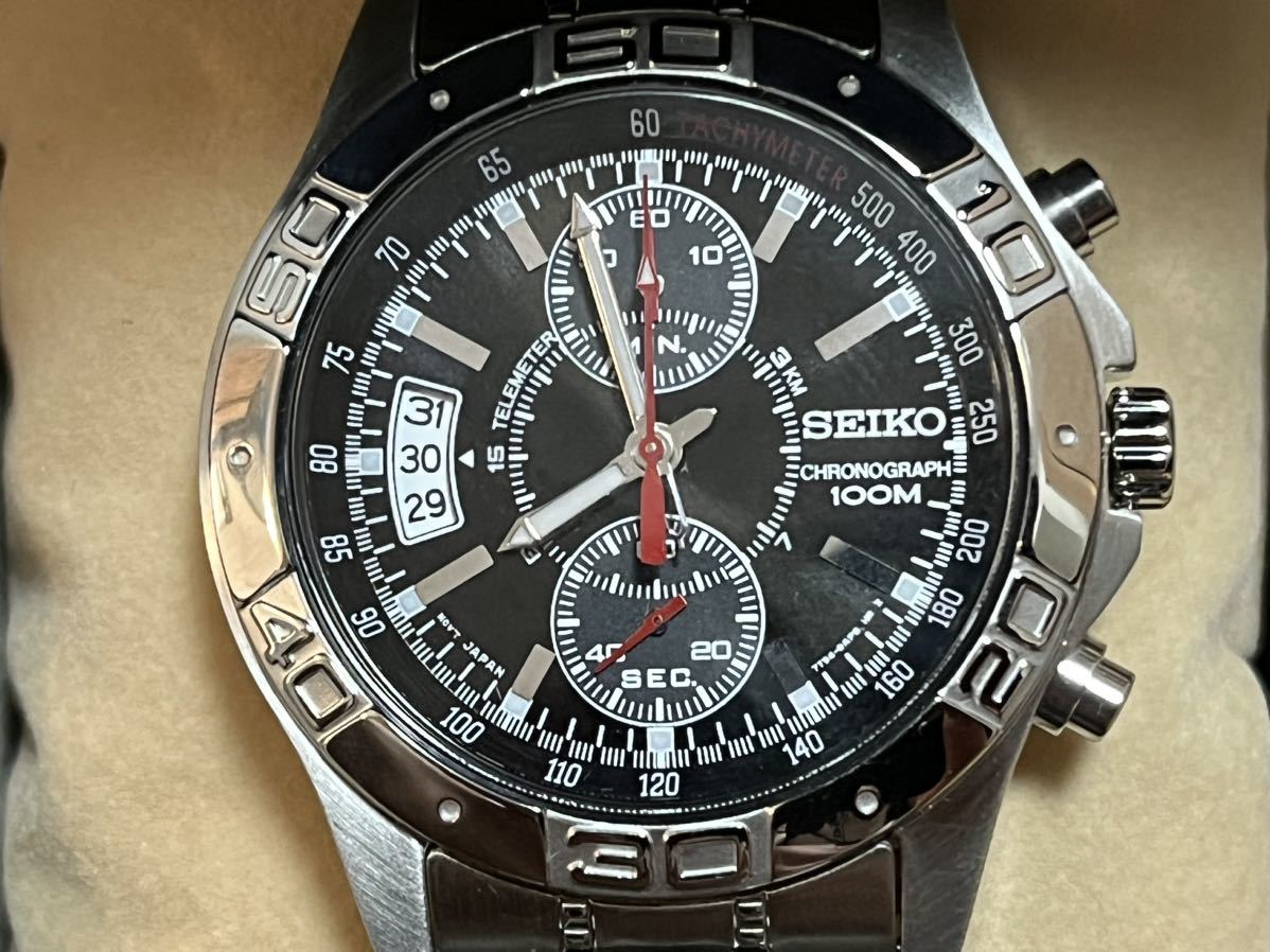 SEIKO セイコー 7T94-0AK0 ブラック 文字盤 100M クロノグラフ メンズ 