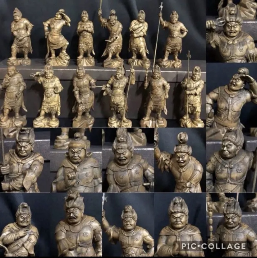 総柘植材 古美術 精密細工 時代木彫 仏教美術 珍品 薬師12神将像