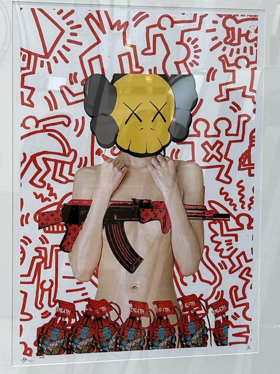 DEATH NYC 額付き 世界限定100枚 アートポスタ KAWS 少女 バンクシー
