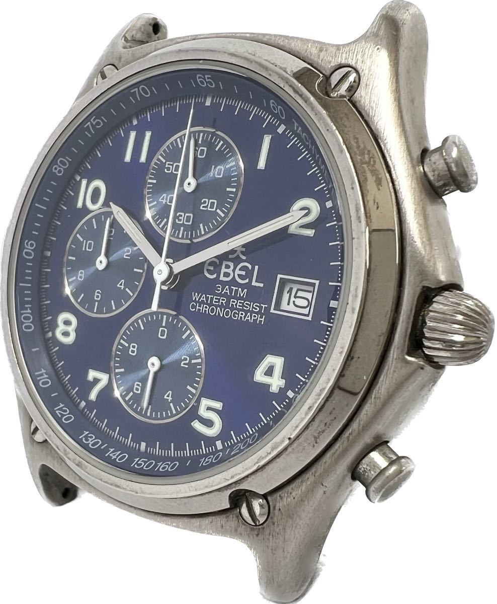 1円〜 H 流通少 EBEL エベル 3ATM クロノグラフ メンズ クォーツ デイト アンティーク ヴィンテージ 本体のみ 時計 31889763