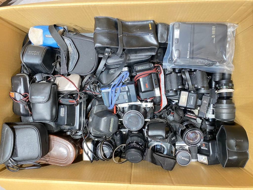【X-168】Canon PENTAX OLYMPUS MINOLTA Nikon FUJIFILM RICOH など カメラ レンズ ストロボ 双眼鏡 大量まとめ ※全て動作未確認 べた有