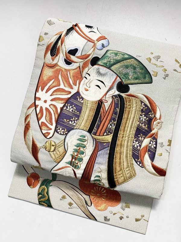 ☆きものさらさ アンティーク着物帯☆即決！綴れ 丸帯 逸品 総日本刺繍