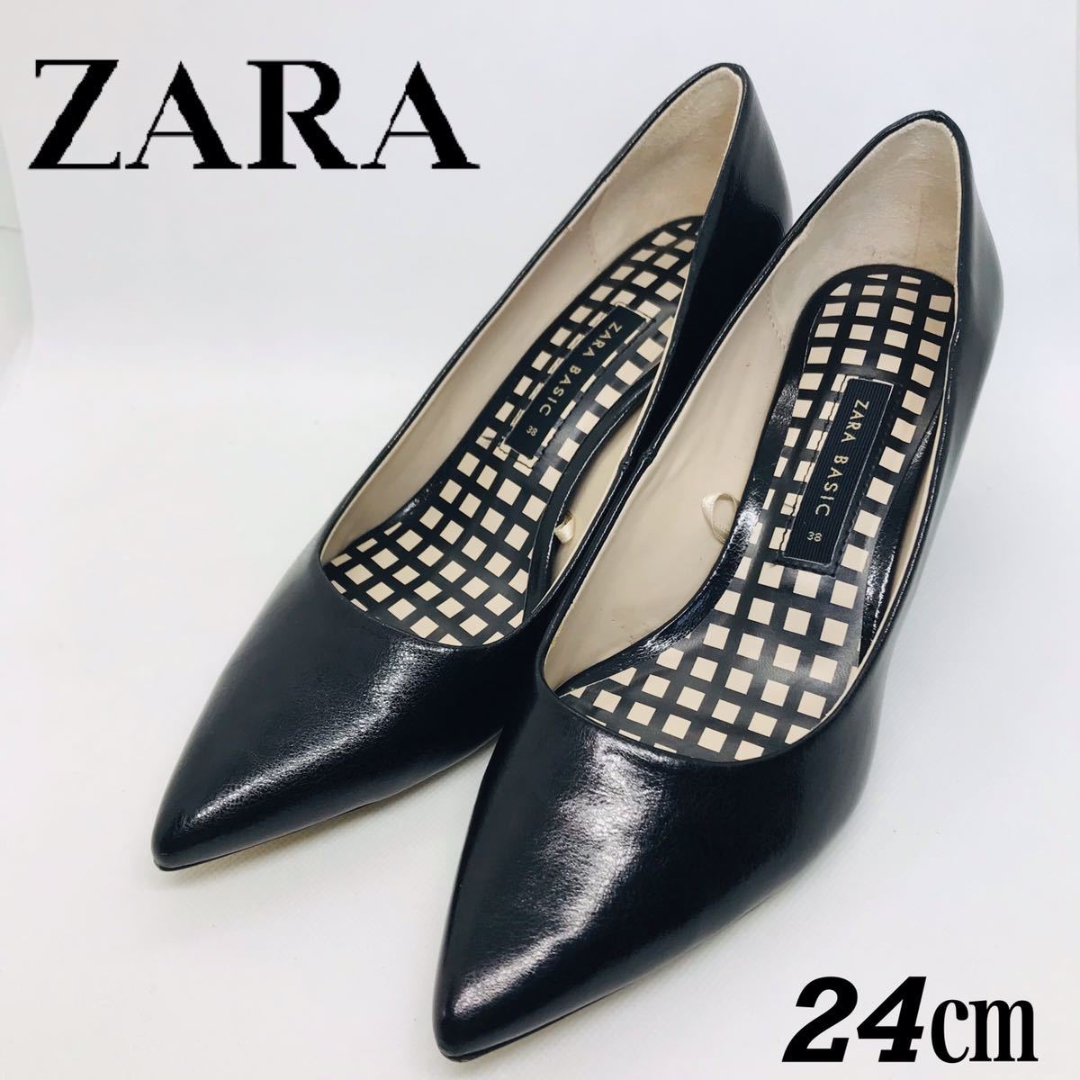 ZARA BASIC ／ハイヒール パンプス ポインテッドトゥ クロ