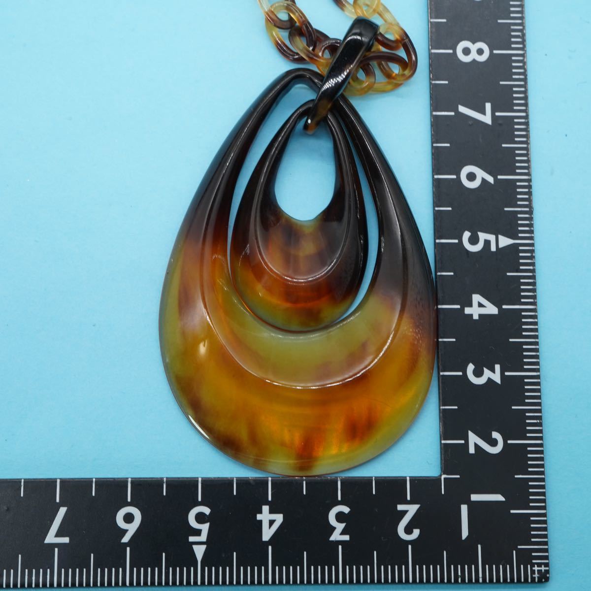 1202】本鼈甲 ロング ネックレス 長さ約60cm ベッコウ べっ甲 亀 甲羅 