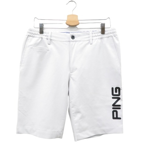 【格安】1，000円～ PING ピン ハーフパンツ ロゴプリント ホワイト系 サイズL メンズ ゴルフウェア [M3820] 