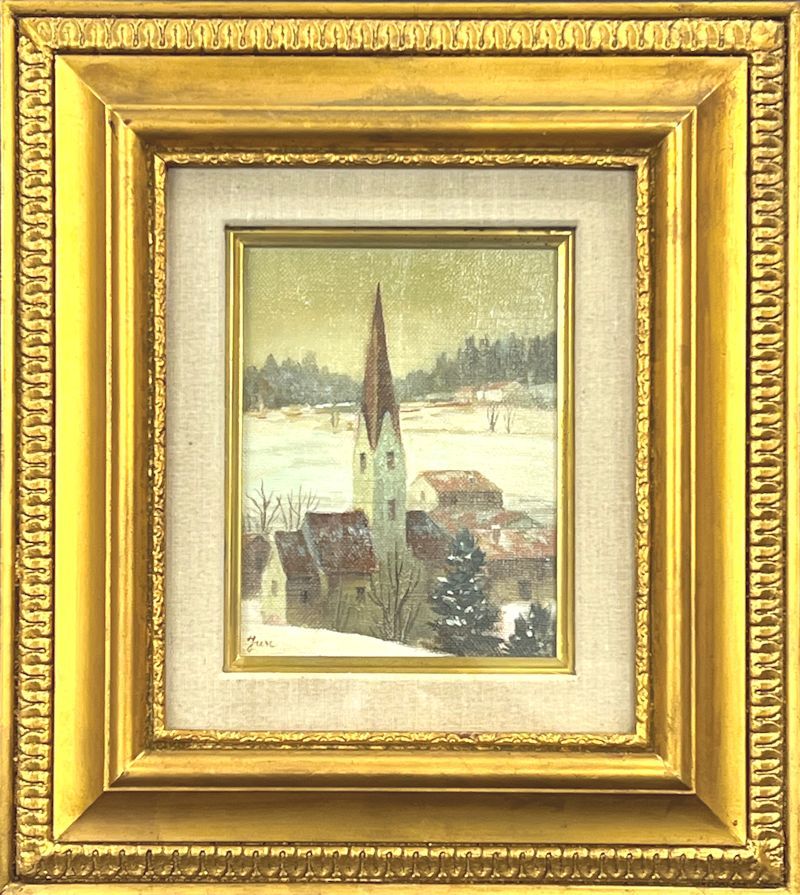 【FCP】 真作保証 中野淳 油彩画０号 「雪の教会」 武蔵野美術大学教授 主体美術協会創立に参加