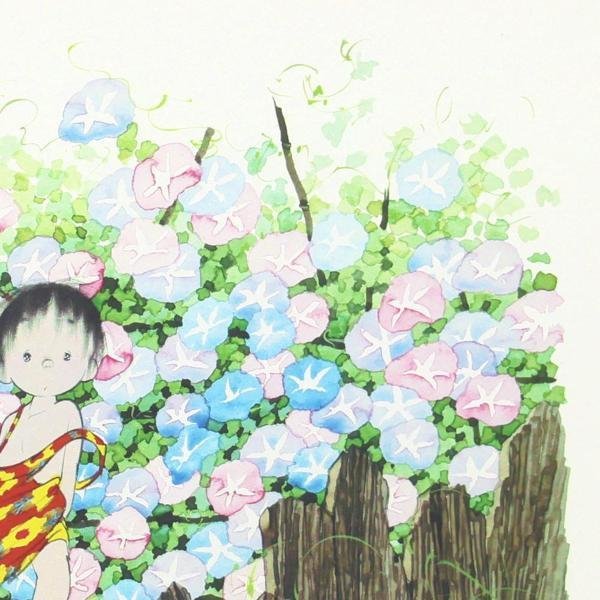 真作】【WISH】中島潔「夏の詩」リトグラフ 直筆サイン 証明シール 〇