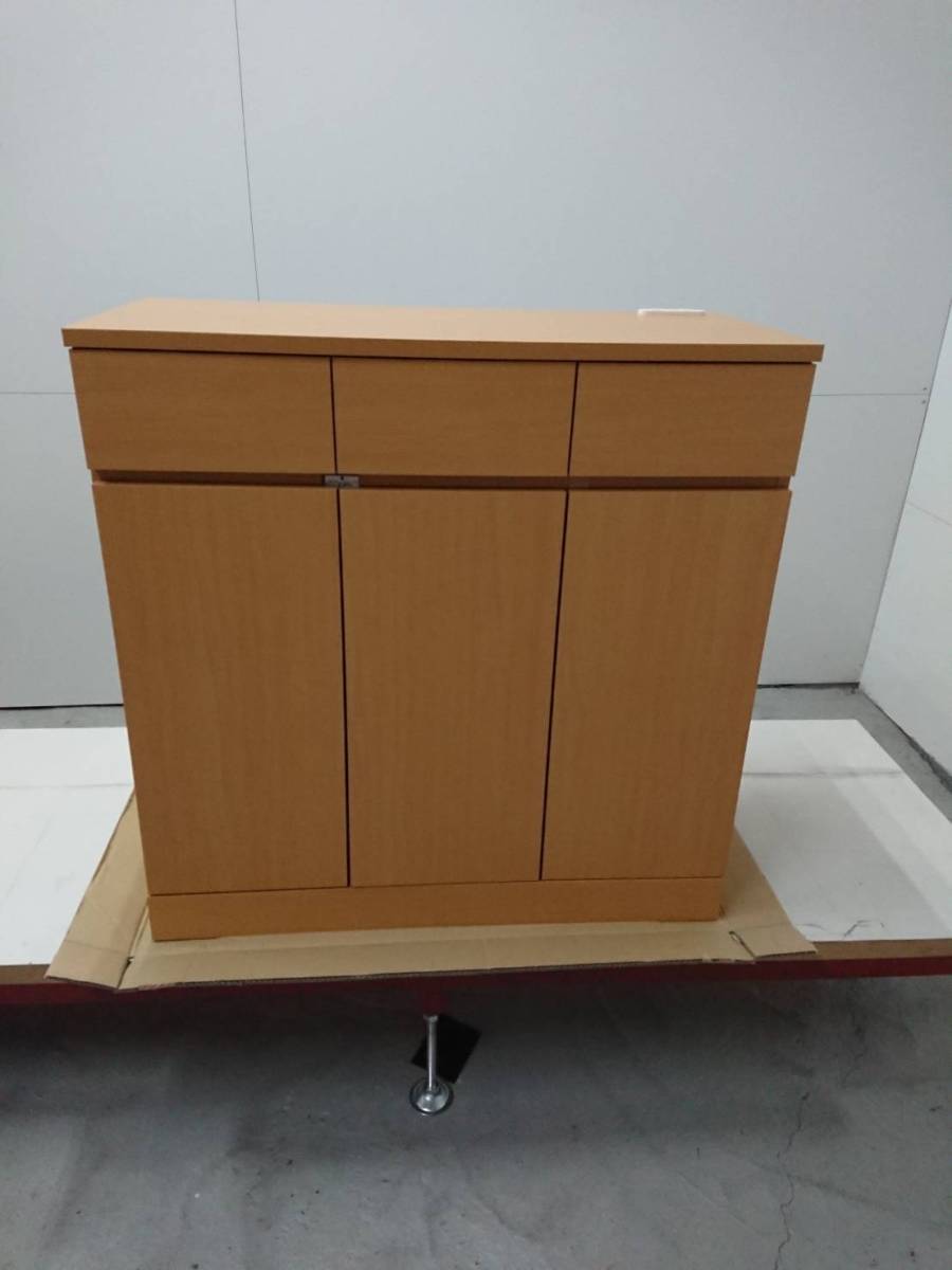 5036 未使用 展示品 シンプルキャビネット 90cm リビングキャビネット リビングボード 天板耐荷重20kg 可動棚4枚 国産 定価43780円
