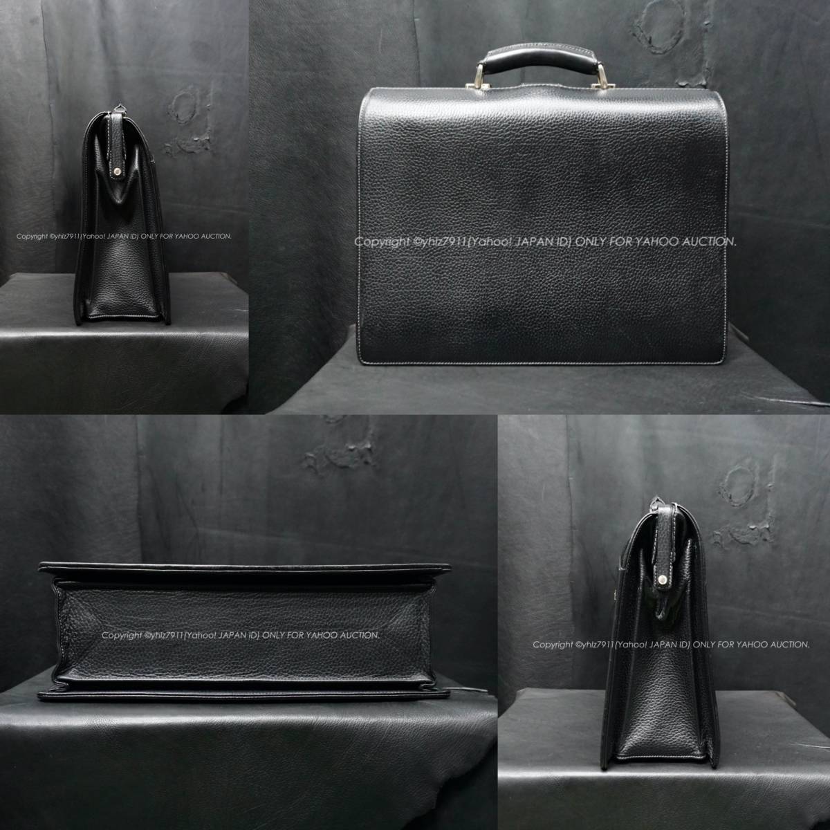 【美品】バーバリー　ビジネスバッグ　ブリーフケース　オールレザー　エンボス　黒 BURBERRY（バーバリー） ビジネスバッグ ブリーフケース ハンドバッグ