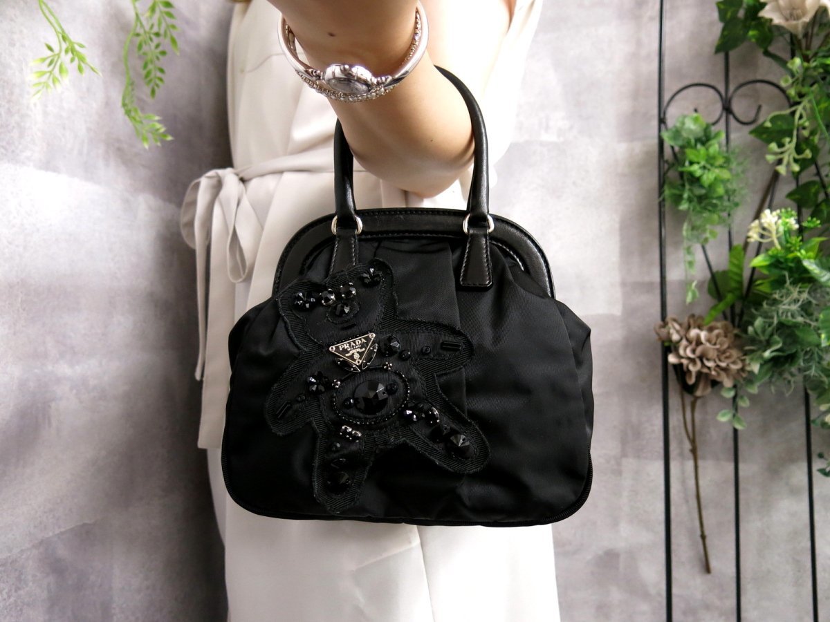 超美品○PRADA プラダ○イブニング ベア○ポコノ ナイロン 超美品○PRADA プラダ○イブニング ベア○ポコノ ナイロン