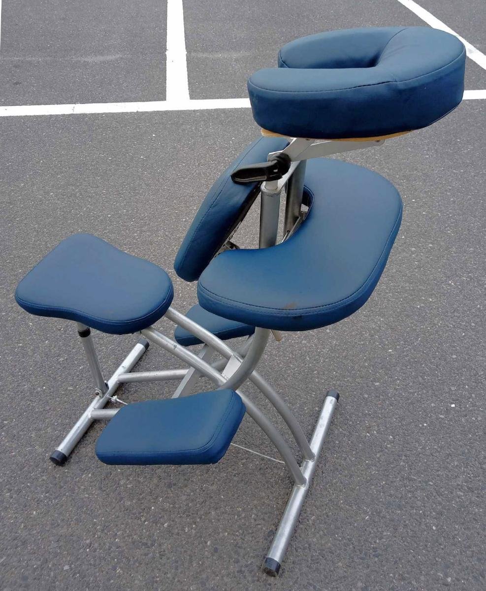 クイックマッサージチェア ダークブルー 折りたたみ [須賀川店