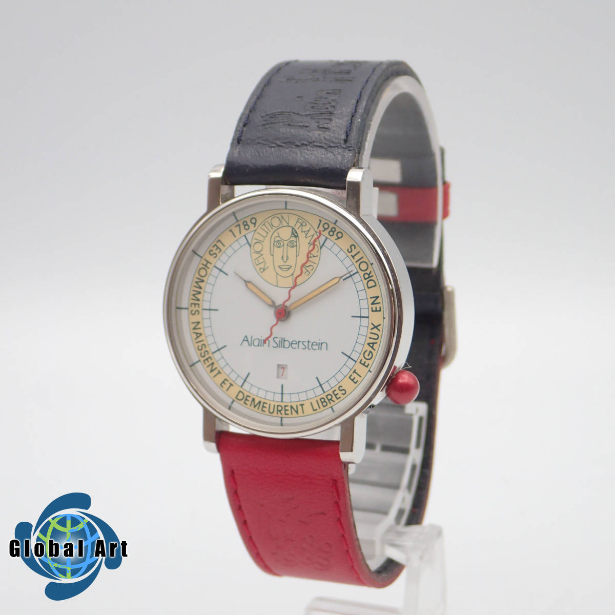 う08223/Alain Silberstein アランシルベスタイン/GUERANDE/クオーツ/腕時計/フランス革命200周年/1789-1989/文字盤 ホワイト