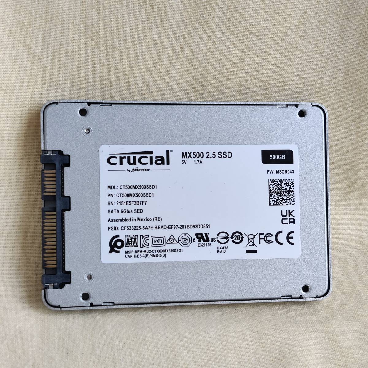 【F3B7F7】crucial CT500MX500SSD1 SSD 500GB